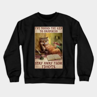 Cat Read Book With Sausage Cat Lovers Crewneck Sweatshirt